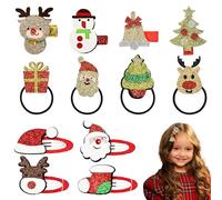 VGECEE 12 Pcs Accesorios Pelo Niña de Navidad Pinzas Purpurina Pelo Niña Clips Pelo Coleteros Horquillas Pelo Colores Accesorios Cabello para Fiesta de Cumpleaños Regalos Navideños 3 Tipos, 12 Estilos