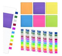 VGECEE 12 PCS Notas Adhesivas y Marcas Adhesivas de Colores 50 Hojas y Marcadores de Página 1200 hojas Bloques de Hojas de Papel Adhesivo para Libros de Oficina y Escuela