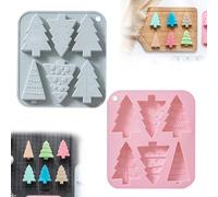 VGECEE 2 Pcs Molde Silicona Navidad para Árbol de Navidad Molde de Silicona Navideña Molde Chocolate Molde Árbol Navidad para Hornear Tartas o Hacer Jabones Artesanales, 6 Diseños de Árboles Navideños