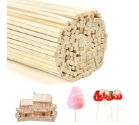 VGECEE 200 Pcs 30cm Palitos Cuadrados para Algodon de Azucar Varillas Cuadradas Madera 4x4mm Palos de Bambú para Bricolaje Bastones para Hacer Algodon de Azucar Postres Bricolaje Manualidades