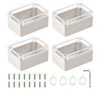VGECEE 4 Pcs Caja Estanca Exterior Electrica Ip67 Caja Eléctrica Impermeable Caja De Conexiones Electricas Cajas De Plástico Con Tapa Transparente Resistentes a La Intemperie + 4 Junta + 16 Tornillos