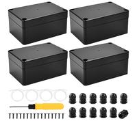 VGECEE 4 PCS Caja Estanca IP67 Caja Empalmes Estanca para Proyectos Electrónicos, Caja Conexiones Exterior con 12 Prensaestopas 4 Junta 1 Destornillador para Arduino Luces Jardín Conexiones Eléctricas
