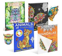 VGECEE 4 Pcs Libros Mandalas Adultos 80 Patrones A4 Libro para Colorear Mandalas Adultos Con Patrones Variadas de Animales/Mandalas/Pajaro/Mariposas Libro de Mandalas Antiestrés para Adulto Niños