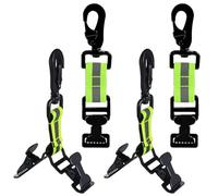 VGECEE 4 PCS Pinza Reflectante para Guantes de Bombero Clip Doble y Simple para Guantes de Trabajo Pinza para Guantes con Mosquetón Metálico para Colgar Guantes y Toallas para Trabajo al Aire Libre