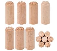 VGECEE 7 Pcs I Sellos de Madera para Ceramica I 4 Sellos de Flores 1 Sello de Patita 1 Sello de Hoja de Arce y 1 Sello de Corazón para Formas de Arcilla, Plastilina, Pastelería, Impresión en Bloque