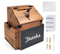 VGECEE Caja de madera con cerradura, caja de donación, caja de donación, caja de donación, buzones con compartimento para periódicos, candado, urna, donación, sugerencia para escuela, oficina