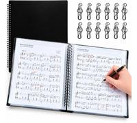VGECEE Carpeta para partituras A4, 30 bolsillos/60 páginas, carpeta de | Music Sheet - Carpeta para documentos (formato A4, con 12 clips para documentos, papel, obras de arte