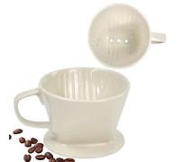 VGECEE Filtro Ceramica Cafe 3 Agujeros Blanco | Soporte Filtro Café Manual para Tamaño 2 (1-4 Tazas) | Cafetera Filtro Manual cerámica Pour Over con Base Cóncava Antideslizante para Taza Hasta 10 cm