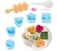 VGECEE Onigiri - Juego de 10 moldes para hacer sushi, 6 moldes para sushi, 2 moldes triangulares de arroz, 1 cuchara de arroz, 1 pincel de aceite, juego de moldes de bolas de arroz para almuerzo
