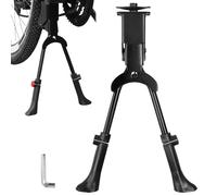 VGECEE Pata de Cabra Doble Bicicleta para 24-29 Pulgadas Pata Soporte Bicicleta Negro Ajustable 35-40cm con pie, con Llave, Aleación Aluminio para MTB Bici Ciudad Bicicleta Montaña