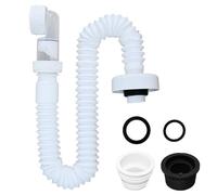 VGECEE Sifón Lavabo Blanco Sifón Desagüe Tubo Flexible y Extensible 380-930mm UNIVERSAL de 1-1/4” y 1-1/2”, Salida de 42 ó 48mm. para Lavabo Fregadero Bidé Baño Cocina para Cambiar la Tubería Antigua
