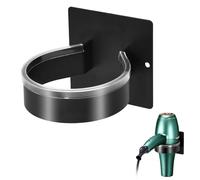 VGECEE Soporte Secador Adhesivo Soporte Secador Negro Soporte Secador de Pelo Pared sin Taladrar Soporte para Secador de Cabello con Borde de Silicona Suave no Raya el Secador para Baño, Ocupa Nada