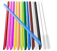vgggrd 14 Piezas Pajitas de Plástico Reutilizables con 2 Cepillos de Limpieza, Pajitas Rectas de Colores para Batidos, Té de Burbujas, Bebidas Frías y Calientes, 260 X 12 mm(Multicolor)