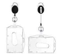 vgggrd 2 Piezas Porta Llaveros Retráctiles con 2 Funda Tarjeta Identificación,Extensible Llavero,Tarjetero de Doble Cara,Utilizar Vertical/Horizontalmente, para Oficina Autobús