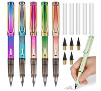 vgggrd 5 Piezas Lapiz Eterno Infinito, Lápiz Sin Tinta Portátil, Lápiz Reutilizable con 10 Puntas de Repuesto y 5 Borrador para Dibujo Escritura Oficina(Color Degradado)
