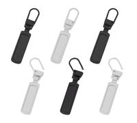 vgggrd 6 Piezas Tirador de Cremallera de Repuesto,Tirador de Cremallera Universal de Metal,Tirador Cremallera Lengüeta,para Ropa Chaqueta Jeans Equipaje Monedero Bolso (Plata y Negro)