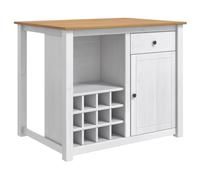 VGLQNRPT Carro de cocina Panamá, juego de 2 unidades de madera de pino maciza, con cajón y puerta, 112 x 77 x 90 cm, color blanco y cera de miel