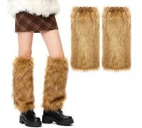VGMANNTA Calentadores Piernas Mujer Pelo calcetines para las piernas resistentes al frío con banda elástica Sexy Faux Fur Warm Fuzzy Leg Warmers- cubrebotas disfraz Accesorios Para Fiestas-C