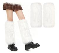 VGMANNTA Calentadores Piernas Mujer Pelo calcetines para las piernas resistentes al frío con banda elástica Sexy Faux Fur Warm Fuzzy Leg Warmers- cubrebotas disfraz Accesorios Para Fiestas-SW