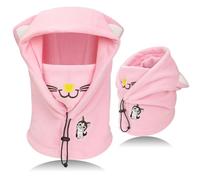 VGMANNTA Pasamontañas Niño Térmico de Invierno 4-10 Años Multifuncional Resistente al Viento y Ajustable Gorra Orejeras Mascarillas Faciales Braga Cuello Niña Niño para Esqui al Aire Libre-P