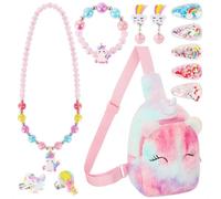VGMANNTA Unicornios para Niñas Bolso Collares Pulseras Anillos Clips para Las Orejas Pinzas Cabello Joyas Regalo 4-8 Años-Vistoso1