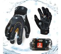 Vgo... 2 pares Guante Invierno de Trabajo Impermeables Resistentes, Guantes Protección Antivibración para Obra Portero Montaje Mecánicos