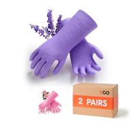 Vgo... 2 pares Guantes Limpieza Largos con forro Reutilizables, Fragante Inodoro, para Hogar Baño Cocina lavar platos Coche, Resistentes contra el Frío&Calor Agua