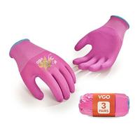Vgo... 3 Pares Guantes de Jardinería Mujer Revestidos de Látex Antideslizante, Transpirables, para Exteriores/Construcción/Bricolaje, Lavables a Máquina, Ajuste Flexible (RB6013-FM,Violeta,L,3 pares)