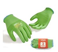 Vgo... 3 Pares Guantes de Jardinería Mujer- Revestimiento de Nitrilo Antideslizante, Lavables a Máquina, Transpirables, Flexible para Exteriores, Bricolaje, Rancho, Camping(NT2110-FM,Verde,S,3 pares)