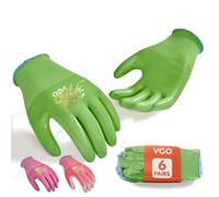 VGO 6 Pares Guantes de Jardinería Mujer - Revestimiento de Nitrilo Antideslizante, Lavables a Máquina, Transpirables para Exteriores/Bricolaje/Rancho/Camping(NT2110-FM,Verde&Rosa&Violeta,M,6 pares)