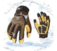 Vgo... Guante Invierno de Trabajo Impermeables Resistentes, Guantes Protección Antivibración para Obra Portero Montaje Mecánicos, 1 par