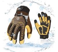 Vgo... Guante Invierno de Trabajo Impermeables Resistentes, Guantes Protección Antivibración para Obra Portero Montaje Mecánicos, 1 par