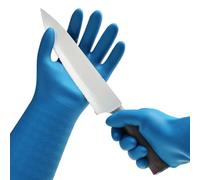 Vgo... Guantes anti-corte doble capa, ANSI Nivel 5. Grado alimentario,fácil poner/quitar.Resistencia-10°C a 100°C,5x más duraderos para cocinas industriales, carnicerías(TP1117CTA5, Azul, M)