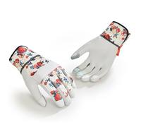 Vgo... Guantes de Jardinería Mujeres - Guantes de Trabajo en Cuero de Cabra Seguridad Antideslizante,Resistente a Espinas, Pantalla Táctil, para Rancho/Jardín/Camping...(GA3561-FM,Blanco,S,1 Par)