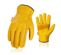 Vgo... Guantes de trabajo Piel de Vacuno Gruesa, Guantes Cuero Jardinería para Obra Almacén Entrega, Guantes Hombres&mujeres 1 par