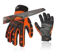 Vgo... Guantes de Trabajo Resistente a Cortes, Guante Trabajo Pesado Hombre Touchscreen para Carpintería Almacén Camionero, Guantes Antivibración Multiusos, 1 par