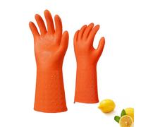 VGO Guantes reutilizables resistentes productos químicos, fáciles de poner y quitar,antiadherentes, resistentes de -10 ℃ a 100 ℃,5X más duraderos,3X más gruesos para uso industrial (TP1117,Naranja,M)