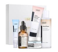 VGO - Juego de rutina de cuidado de la piel: nuestro juego de regalo para el cuidado de la piel incluye un limpiador facial suave, tónico hidratante, crema antienvejecimiento para los ojos