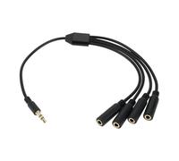 VGOL 1 cable de audio estéreo divisor de 3 polos, conector macho de 3,5 mm a 4 cables adaptadores hembra de 3,5 mm para reproductor multimedia portátil Walkman, color negro