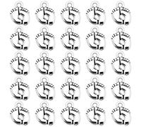 VGOL 100 dijes de huellas de pies de bebé, colgantes de huella de metal vintage, accesorios decorativos para hacer joyas de bricolaje, color plateado, 13mm x 10mm, Metal