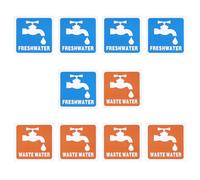 VGOL 10pcs Pegatinas de Clasificación de Agua 7,7cm x 7,7cm Pegatinas de PVC para Agua Dulce Pegatinas de PVC para Aguas Residuales para Sistemas de Agua Dulce Sistemas de Aguas Residuales