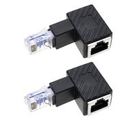 VGOL 2 adaptadores Ethernet RJ45 de 90 Grados RJ45 Macho a RJ45 Hembra Conector de Codo Compatible con estándares Cat5e/Cat6 RJ45 ángulo hacia Arriba