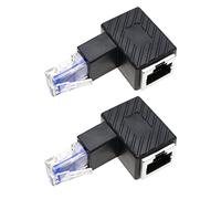 VGOL 2 adaptadores Ethernet RJ45 de 90 Grados RJ45 Macho a RJ45 Hembra Conector de Codo Compatible con estándares Cat5e/Cat6 RJ45 ángulo descendente