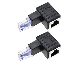 VGOL 2 adaptadores Ethernet RJ45 de 90 Grados RJ45 Macho a RJ45 Hembra Conector de Codo Compatible con estándares Cat5e/Cat6 RJ45 ángulo descendente