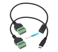 VGOL 2 conectores de bloque de terminales USB C, sin soldadura, enchufables, tipo C macho/hembra a bloque de terminales de tornillo de 5 pines, cable de extensión adaptador de carga y transferencia de