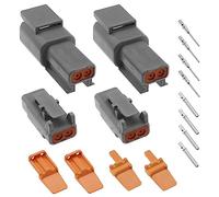 VGOL 2 Juegos de Conector de 2 Pines Serie DTM Macho Y Hembra Conector de Cable Eléctrico Enchufe DTM06-2S Y DTM04-2P para Automóviles Motocicletas Camiones Barcos