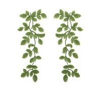 VGOL 2 pares (4 piezas) de espejos con hojas verdes, apliques de vid del bosque, adornos de encaje, parches bordados para costura, decoración para manualidades, disfraces y proyectos de manualidades