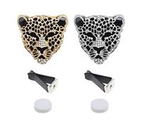 VGOL 2 piezas de clip de ventilación de coche, difusor de aceites esenciales con forma de leopardo, con fragancia, almohadilla de algodón, accesorios para decoración interior de coche
