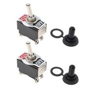 VGOL 2 Piezas Interruptor de Palanca de Encendido Y Apagado DPST de Doble Polo 53,2x33,5mm 10A 125VAC 6A 250VAC con Tapa de Metal Impermeable Interruptor Basculante de 4 Pines