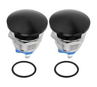 VGOL 2 Pulsadores Metálicos de Reinicio Automático de 19 Mm Resistentes Al Agua con Botón de Arranque CA/CC de 12 V A 250 V Color Negro